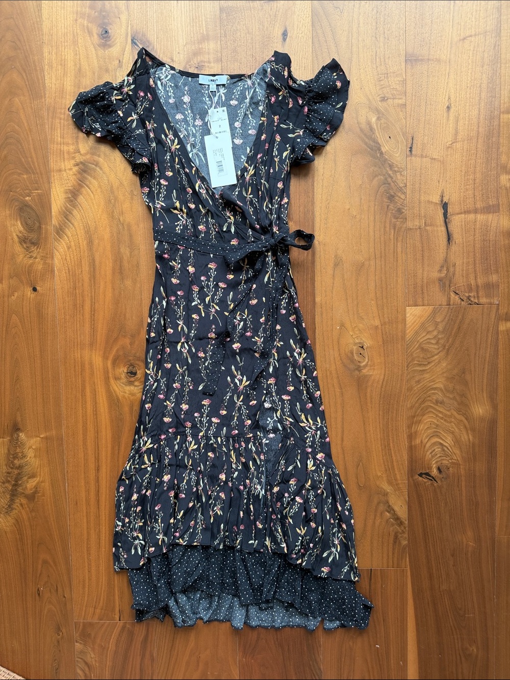 LIKELY CLOTHING / Floral Ruffle Wrap Midi Dress / 2